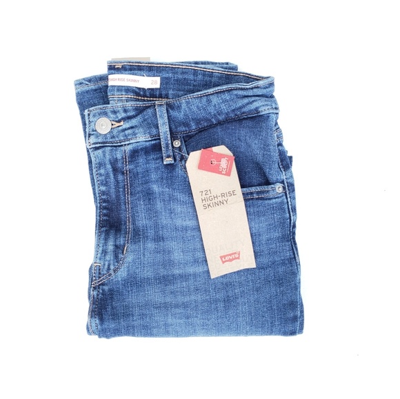 Levi's 721 High-Rise Skinny Denim Blue Jeans - Picture 7 of 8